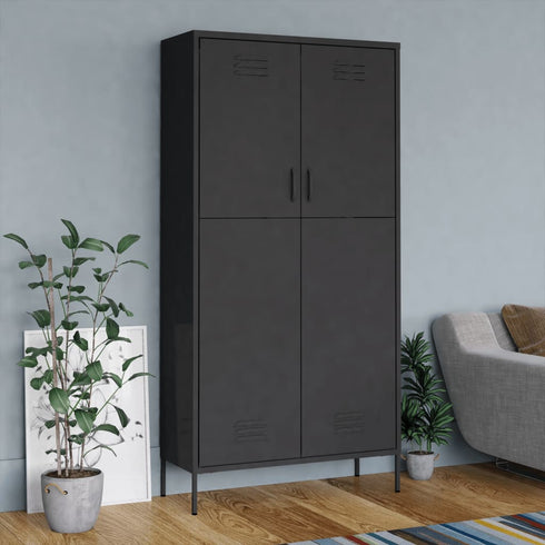 Flores - Wardrobe Anthracite 900 x 500 x 1800 mm Steel